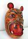 Masque Mural De Sculpture En Bois Art Populaire Mexicain Jaguar Cat Devil Face Guerrero 11