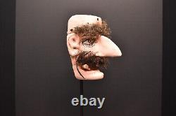 Masque Vintage Mexicain Guerrier Homme Avec Grand Nez Art Populaire Cérémonial Sculpté Bois