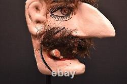 Masque Vintage Mexicain Guerrier Homme Avec Grand Nez Art Populaire Cérémonial Sculpté Bois