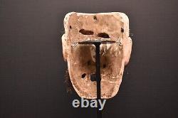 Masque Vintage Mexicain Guerrier Homme Avec Grand Nez Art Populaire Cérémonial Sculpté Bois