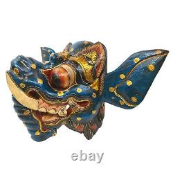 Masque d'Éléphant Ganesha Art Populaire Balinais Écarteur d'Obstacles En Bois Sculpté à la Main