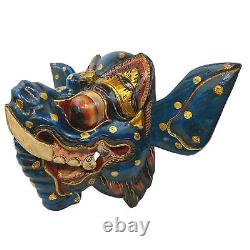 Masque d'Éléphant Ganesha Art Populaire Balinais Écarteur d'Obstacles En Bois Sculpté à la Main