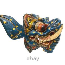 Masque d'Éléphant Ganesha Art Populaire Balinais Écarteur d'Obstacles En Bois Sculpté à la Main
