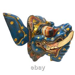 Masque d'Éléphant Ganesha Art Populaire Balinais Écarteur d'Obstacles En Bois Sculpté à la Main