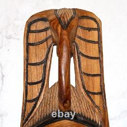 Masque d'éléphant en bois sculpté à la main africain vintage du 19ème siècle, art populaire tribal, décoration murale