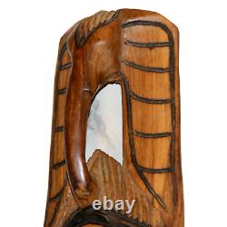 Masque d'éléphant en bois sculpté à la main africain vintage du 19ème siècle, art populaire tribal, décoration murale