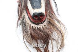 Masque de danse Pascola Yaqui vintage mexicain, art populaire en bois sculpté du milieu du 20e siècle