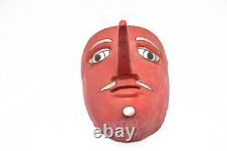 Masque de danse en bois sculpté d'art populaire mexicain vintage Veracruz nez rouge grande taille carnaval