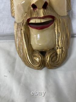 Masque de danse folklorique en bois sculpté laqué mexicain vintage antique RARE