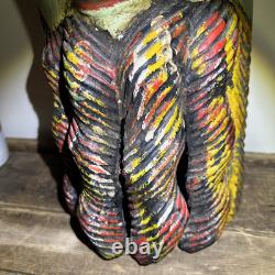 Masque de danse folklorique en bois sculpté maqué laqué du Guerrero mexicain vintage 20