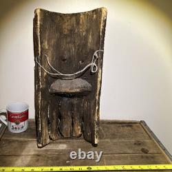Masque de danse folklorique en bois sculpté maqué laqué du Guerrero mexicain vintage 20