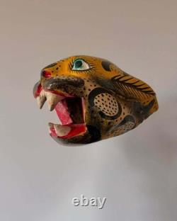 Masque de danse folklorique jaguar vintage sculpté à la main du Guerrero, Mexique