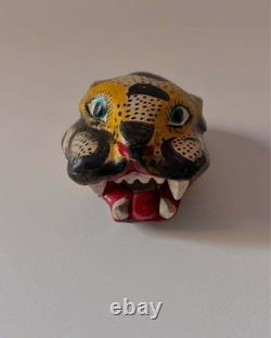 Masque de danse folklorique jaguar vintage sculpté à la main du Guerrero, Mexique