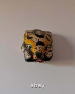 Masque de danse folklorique jaguar vintage sculpté à la main du Guerrero, Mexique