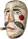 Masque De Danse Patronale Guat&eacute;malt&egrave;que Antique En Bois Sculpt&eacute; Polychrome, Art Populaire Cigare, Ann&eacute;es 1920
