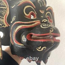 Masque de singe en bois peint sculpté à la main balinais vintage - Décor mural d'art folklorique RARE