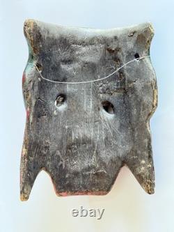 Masque double face mexicain Guerrero vintage sculpté à la main peint art populaire 10,5