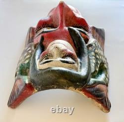 Masque double face mexicain Guerrero vintage sculpté à la main peint art populaire 10,5 Masque double face mexicain Guerrero vintage sculpté à la main peint art populaire 10,5