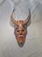 Masque Du Diable D&rsquo;art Populaire Sud-am&eacute;ricain Avec Cornes, Sculpt&eacute; &agrave; La Main En Bois, D&eacute;coration Murale Vintage