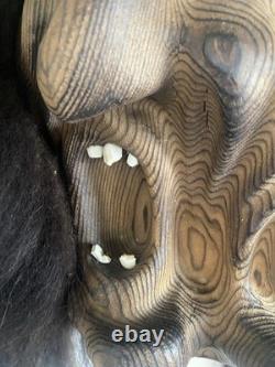 Masque en bois Tschaggatta suisse vintage, sculpté à la main, art populaire alpin du Lötschental