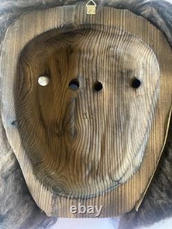 Masque en bois Tschaggatta suisse vintage, sculpté à la main, art populaire alpin du Lötschental