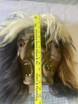 Masque en bois Tschaggatta suisse vintage, sculpté à la main, art populaire alpin du Lötschental