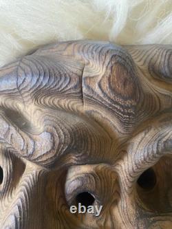 Masque en bois Tschaggatta suisse vintage, sculpté à la main, art populaire alpin du Lötschental