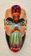 Masque En Bois Sculpt&eacute; D&rsquo;art Populaire De Guerrero, Mexique, Vintage, Avec Figure Religieuse Appliqu&eacute;e