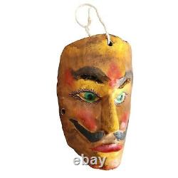 Masque en bois sculpté de l'art populaire mexicain GUERRERO - Art populaire mexicain vintage sur mur