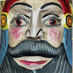 Masque mexicain ancien sculpté à la main, qualité musée Guerrero, art populaire
