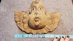 Masque mexicain en bois sculpté à la main dans le style vintage de l'art populaire guerrier - Ailes d'ange - Lire la description.