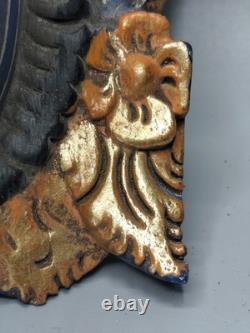 Masque rituel en bois sculpté à la main, polychrome et doré, art populaire asiatique, 20e siècle