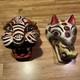 Masques De Jaguar Et De Loup Sculptés En Art Populaire Mexicain