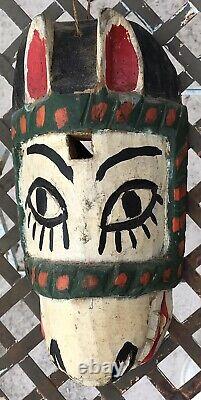 Mayan Donkey Mask Guatemala Folk Art Bois Sculpté Dans Les Années 1960? Décorateur Intérieur