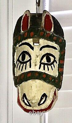 Mayan Donkey Mask Guatemala Folk Art Bois Sculpté Dans Les Années 1960? Décorateur Intérieur