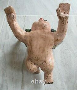 Mexicain Folk Art Suspendu Ailé Angel Wood Carving Naked Cacheton 14