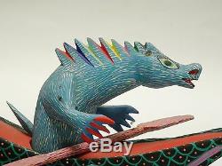 Mexicain Porfirio Sosa Gutierrez Oaxacan Sculpture Sur Bois Sculpture Dragon Folk Art