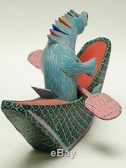 Mexicain Porfirio Sosa Gutierrez Oaxacan Sculpture Sur Bois Sculpture Dragon Folk Art