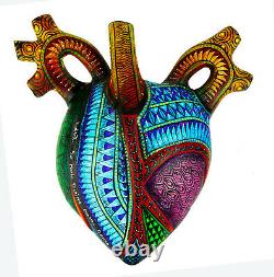 Mexicain Wood Carving, Heart Humain Alebrije Oaxacan Folk Art, Oaxaca Mexique