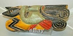 Mexique 1937 Bois Sculpté Peint Folk Art Festival Masque Tribal Piece Touristique