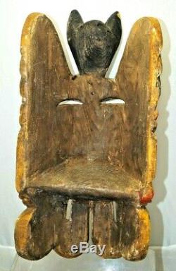 Mexique 1937 Bois Sculpté Peint Folk Art Festival Masque Tribal Piece Touristique
