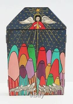 Monica Sosaya Halford Nouveau-mexique Art Populaire Nativité Pliant Retable Sculpture