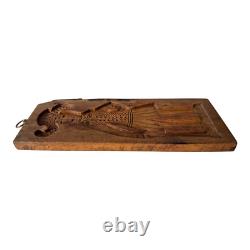Moule à biscuits en bois sculpté à la main en forme de figurine d'art populaire Springerle antique