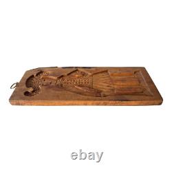 Moule à biscuits en bois sculpté à la main en forme de figurine d'art populaire Springerle antique