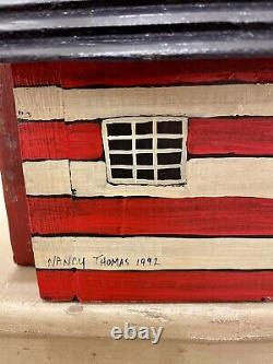 Nancy Thomas Stars Et Stripes Folk Art Birdhouse Bois Date : 1992