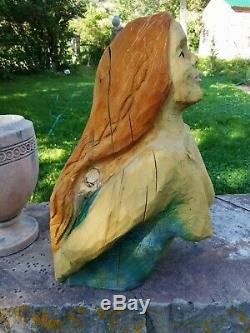 Navires Sirène Nautique Réel Figure De Proue En Bois Sculpture Carving Folk Art