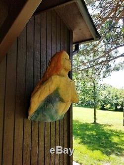 Navires Sirène Nautique Réel Figure De Proue En Bois Sculpture Carving Folk Art
