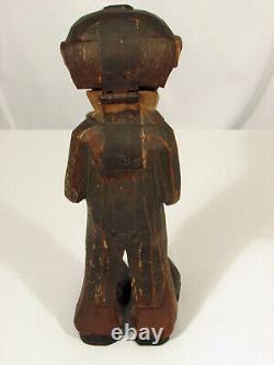 Noeud-Casseur Homme/Garçon Vintage Art Populaire Unique Sculpté à la Main avec Chapeau et Manteau 12