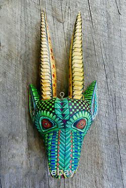 Oaxacan Wood Carving Gazelle Mask, Alebrije, Art Populaire Mexicain, Oaxaca Mexique