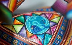 Oaxacan Wood Carvings Lovely Dog Ladybugs Et Autres Décorations Couleurs Vibrantes